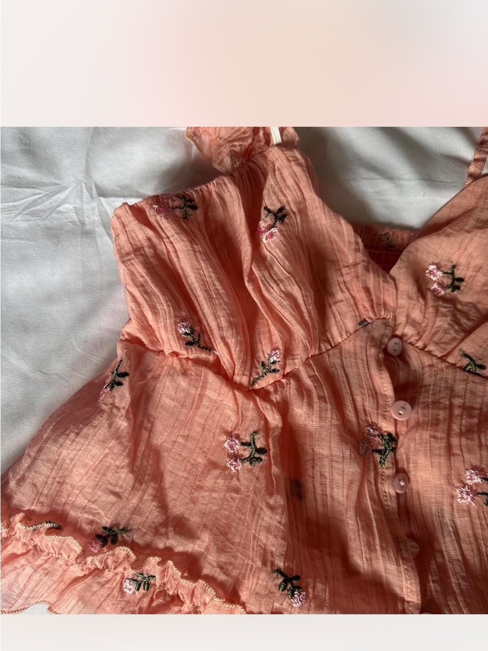Romantic Pink Ruffle Button-Front Cami Top - Picture 4 of 7